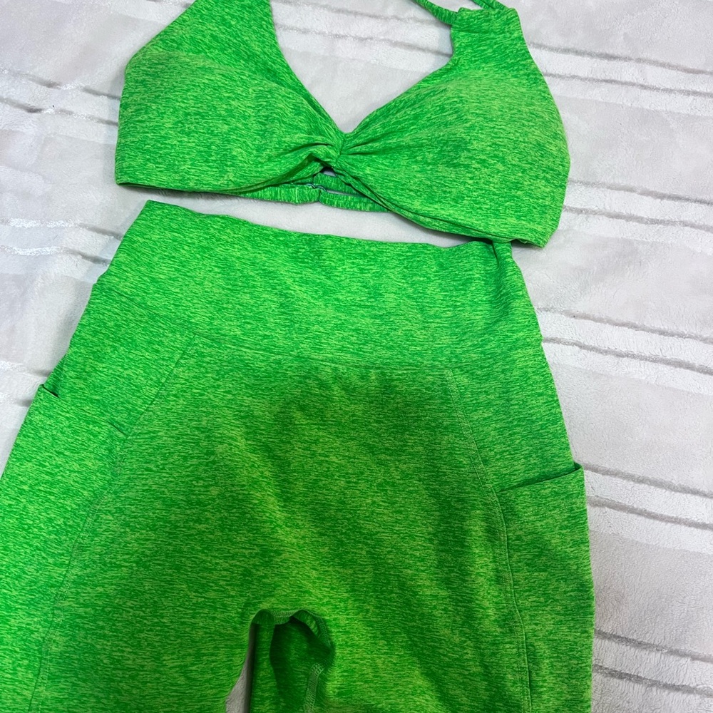 Bombshell Sportswear SET Neon Green Athletic Shorts + Bra